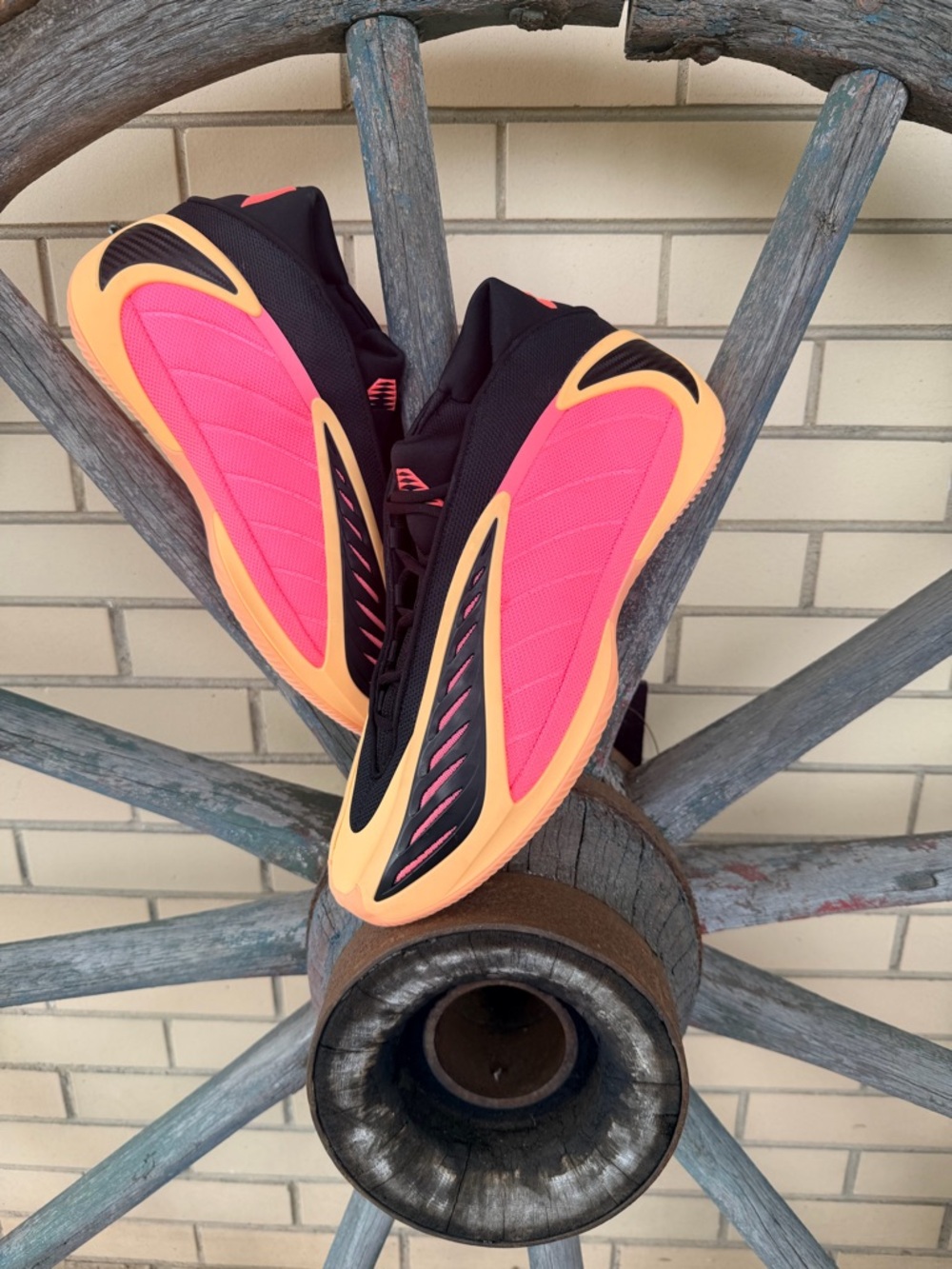 adidas mens Black Pink & Orange Basketball Shoes AE 2